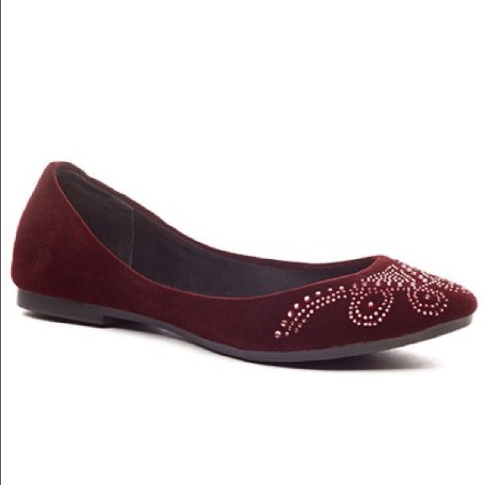 Burgundy Embellished Yellowbox Flat